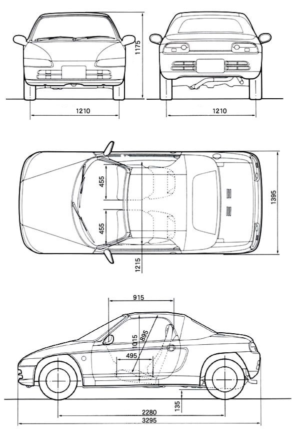 Abmessungen des Honda Beat - (c) Honda, Japan